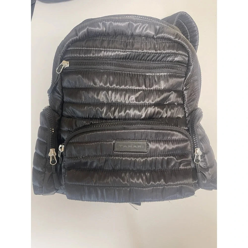 Tahari Black Quilted‎ Hobo Bag Wooster Shoulder Crossbody Purse Backpack