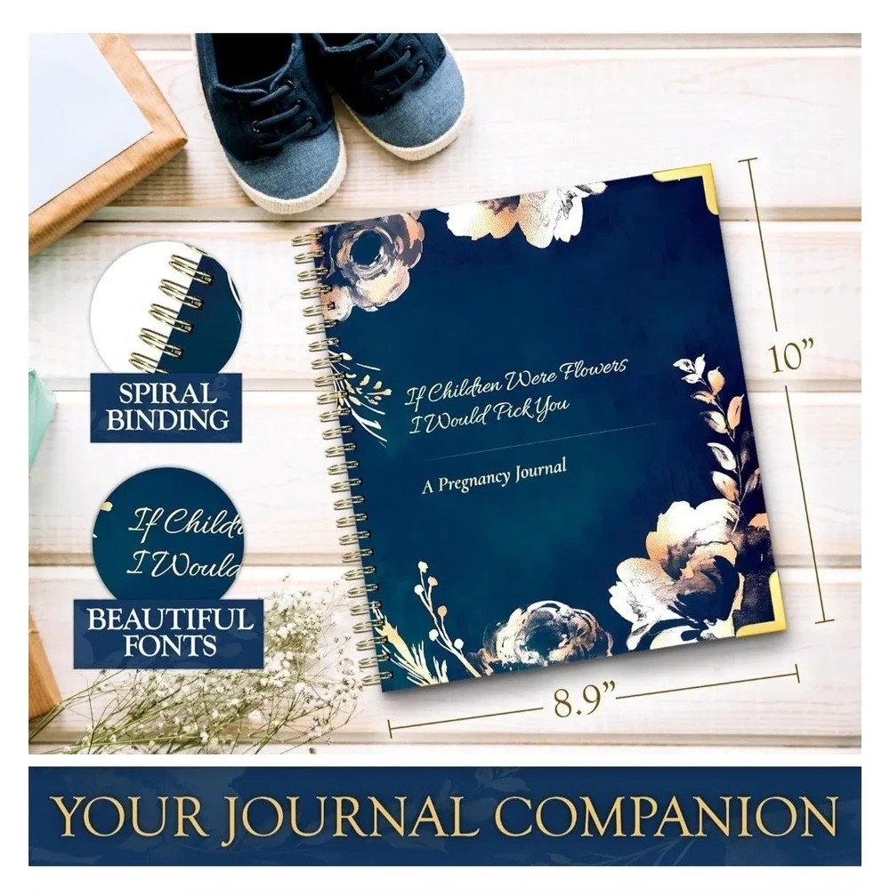 Pregnancy Journal with Beautiful Gold Pen‎