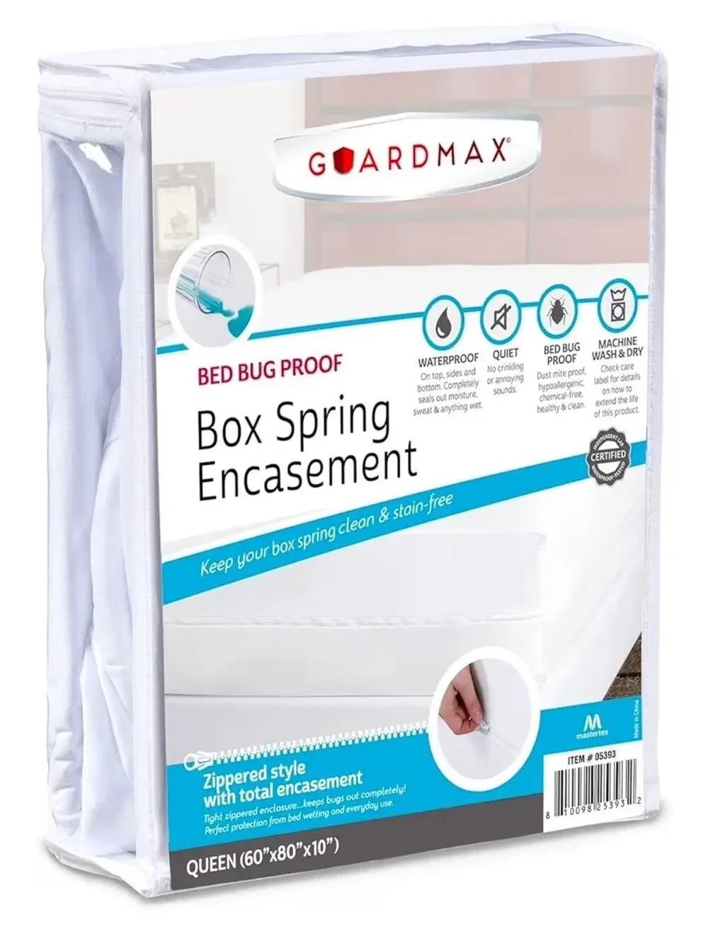 Guardmax Waterproof Queen Mattress or Box Spring Protector w/Zipper (60
