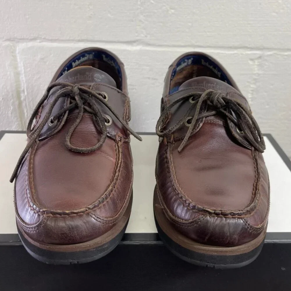 Timberland 55596 Boat Shoe Brown Leather‎ Casual Shoes 2 Eyelet Men's Size 12 M