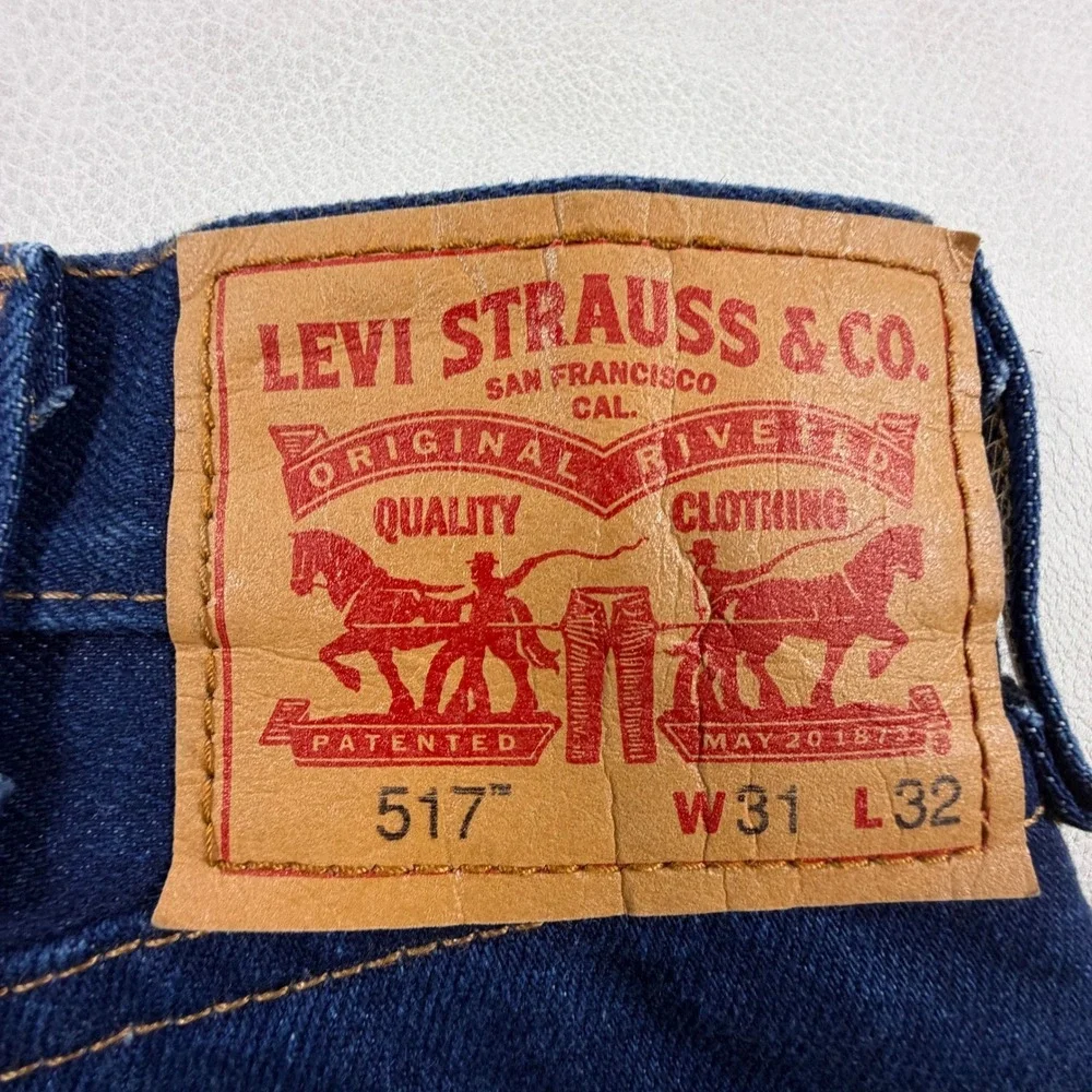 Levis 517 Mens 31x32 Bootcut Jeans Dark Indigo Cowboy Western Blue Denim