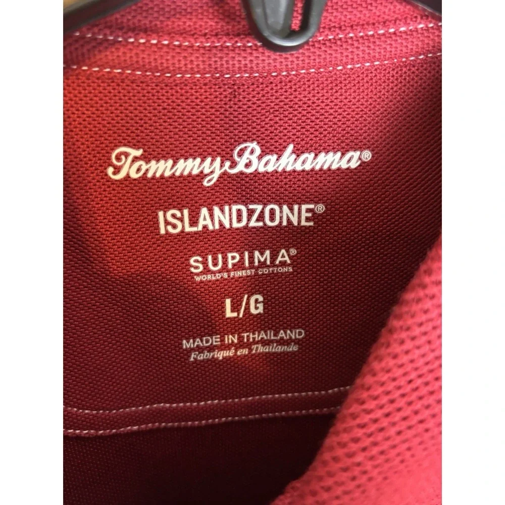 Tommy Bahama Mens Polo Shirt LG Red Solid Short Sleeve Pima Cotton Blend