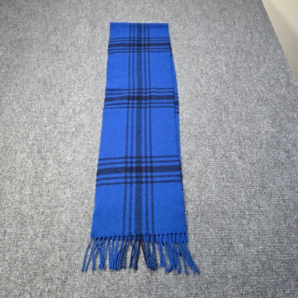 IL MORO FIRENZE Scarf Blue Plaid Cashmere Wool Blend‎ Made in Italy Luxury Soft