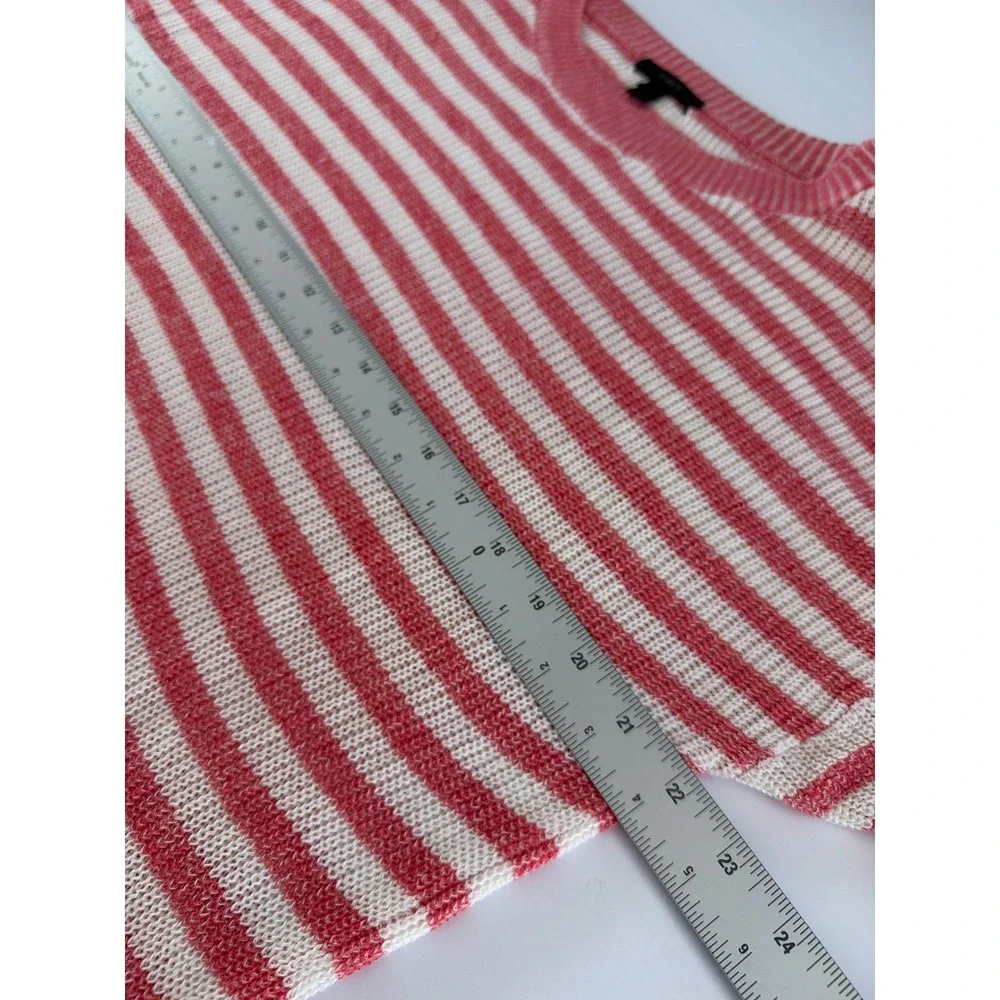 J.Crew Womens Striped Knit Sweater Coral White Crewneck Long Sleeve Size S