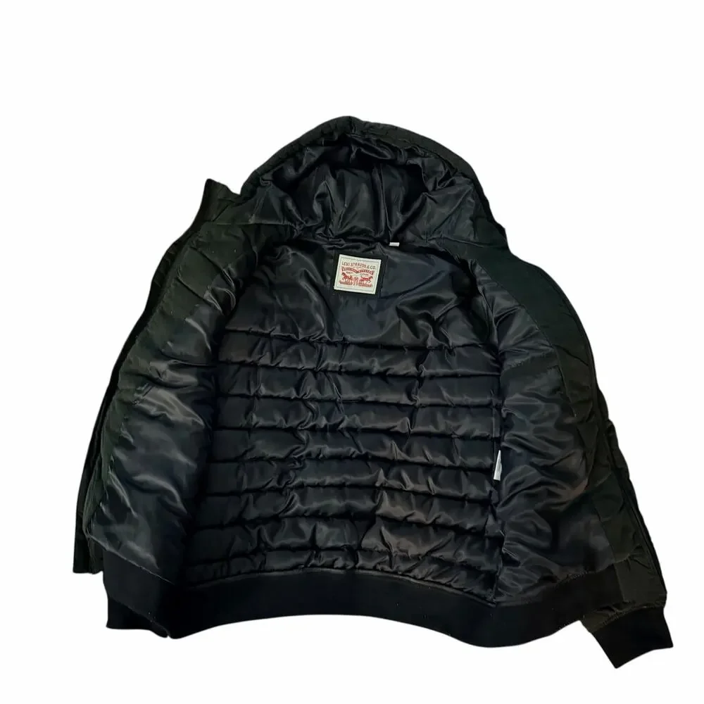 Levi’s Men’s Quilted Hooded Jacket olive Green Zip Front XXL