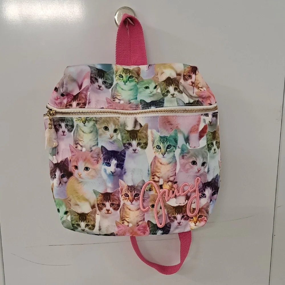 Juicy Couture Multicolor Cat Print Backpack. New Never Used