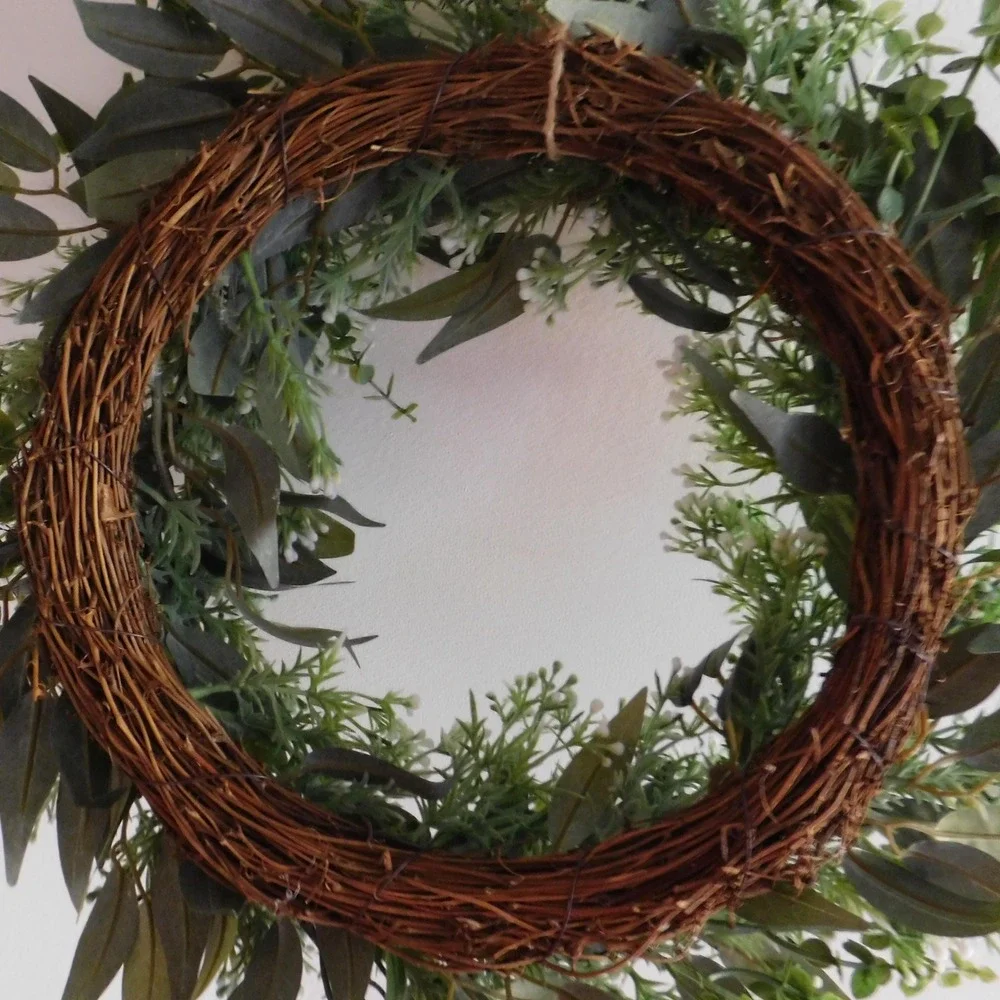 Neutral Greenery‎ Wreath with Spring Summer Dusty Miller Housewarming Gift