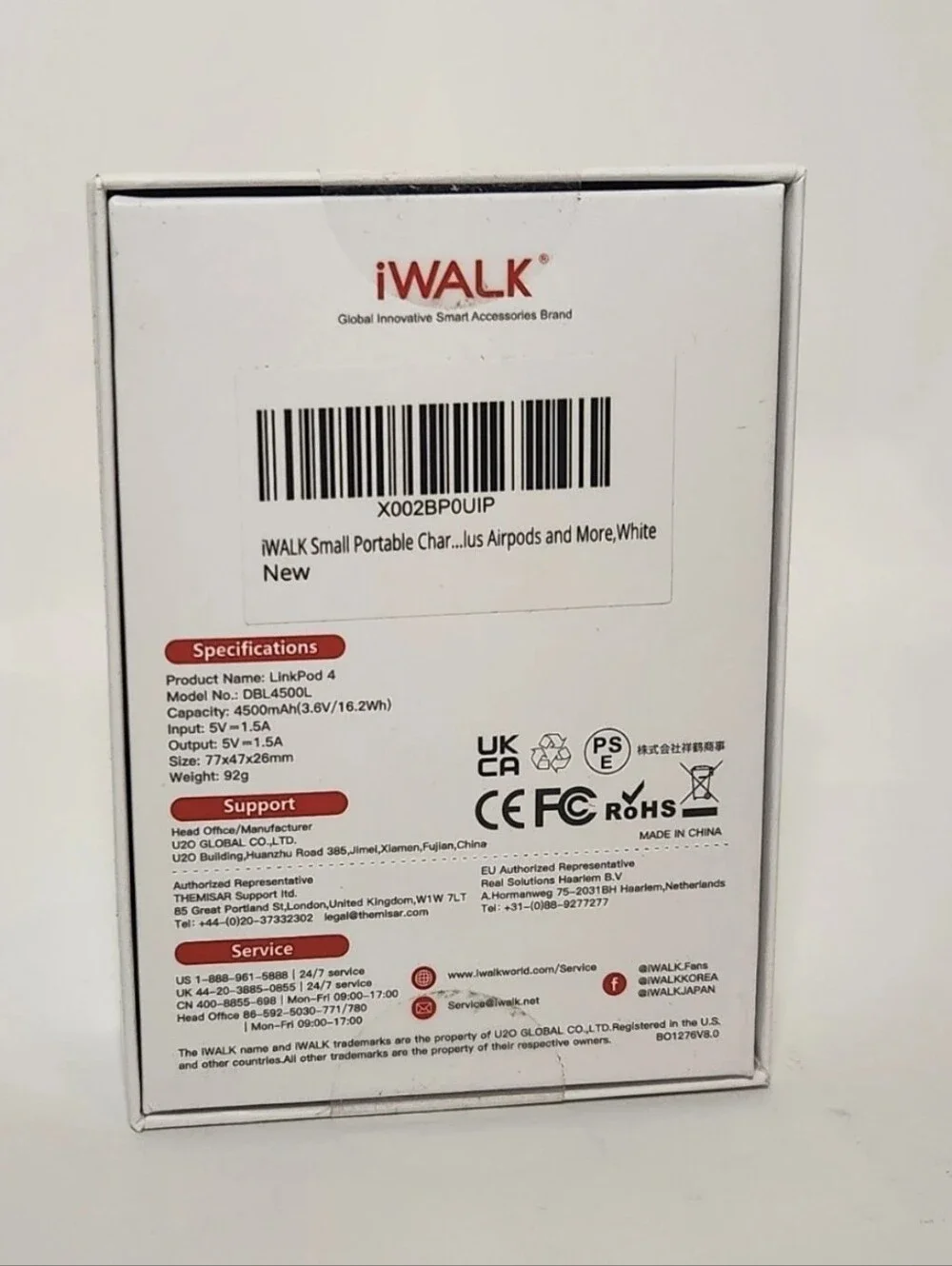 NWB iWALK LinkPod 4 Portable Charger Dock 4500mAh for iPhone White DBL4500L