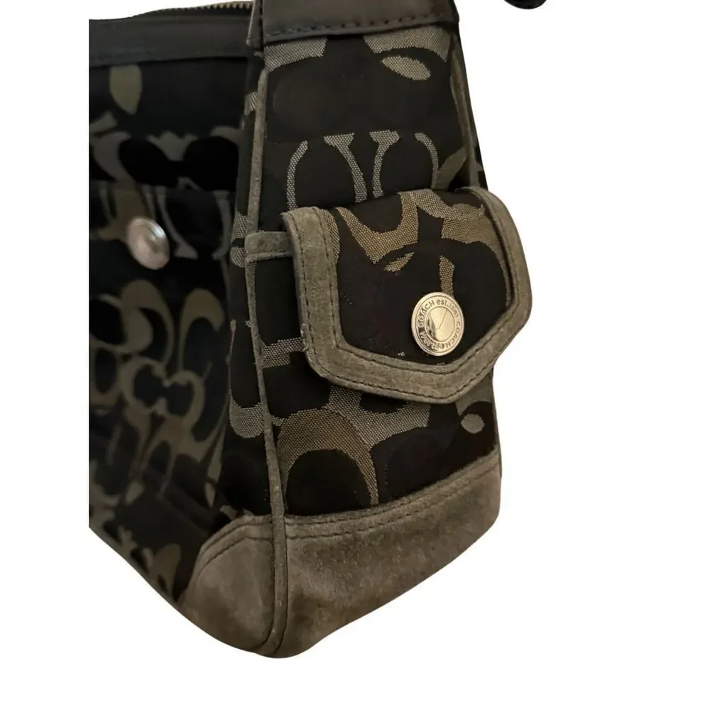 Coach Chelsea Optic Signature Suede Shoulder Bag Y2K