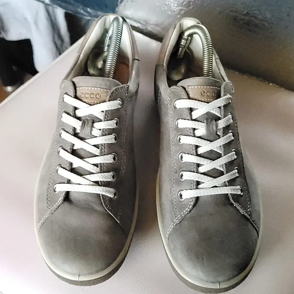 Ecco Chase II Gray Leather Sneaker Shoes Womens Size EU 41 US 10-10.5