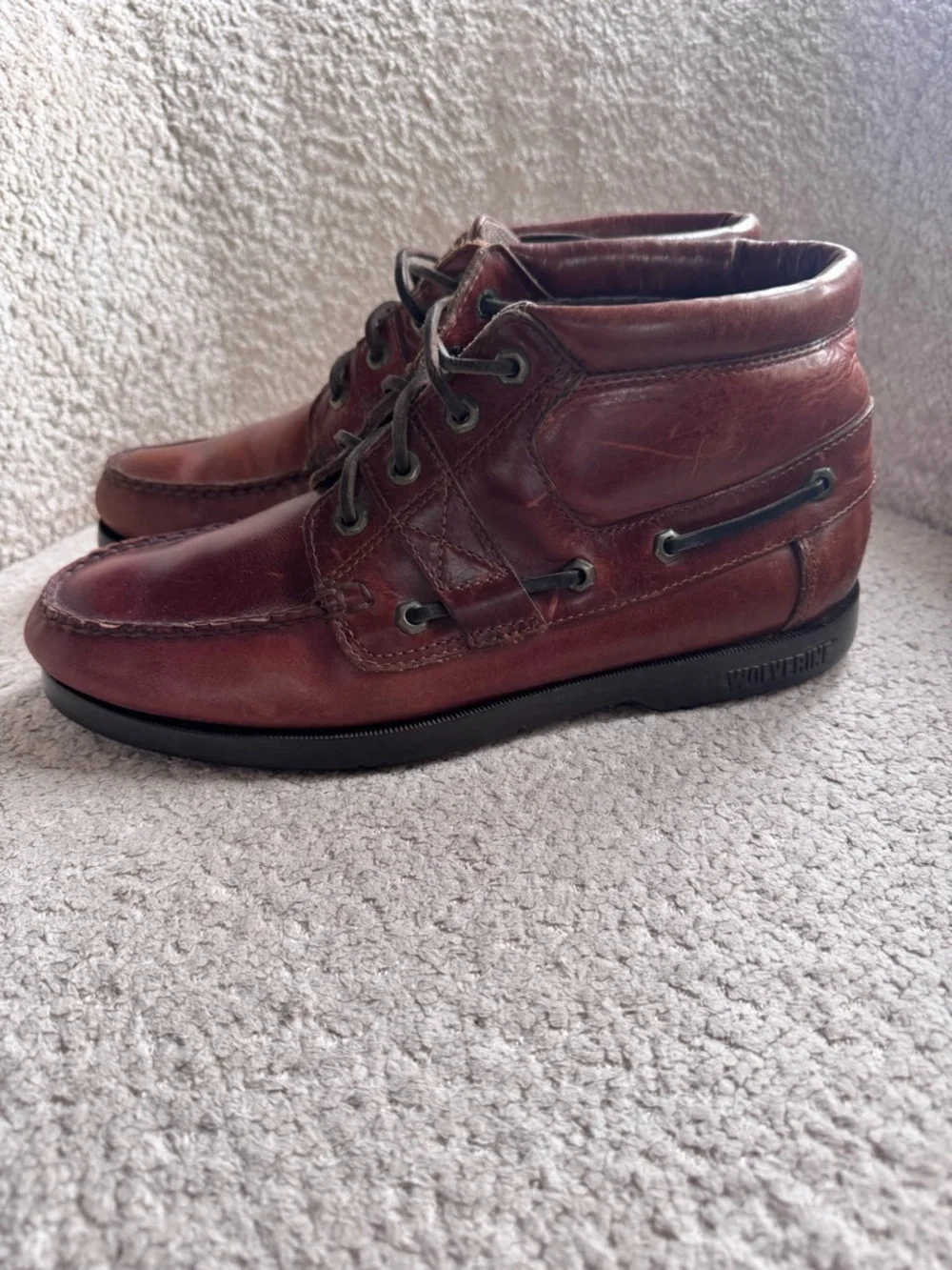 Wolverine Mens 11 M Brown Leather Chukka Ankle Boots Moc Toe Lace Up Casual
