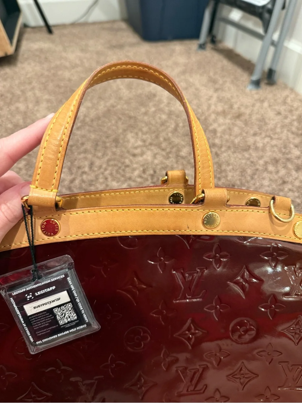 Louis Vuitton Bordeaux Patent Vernis Brea with Natural Vachetta Trim
