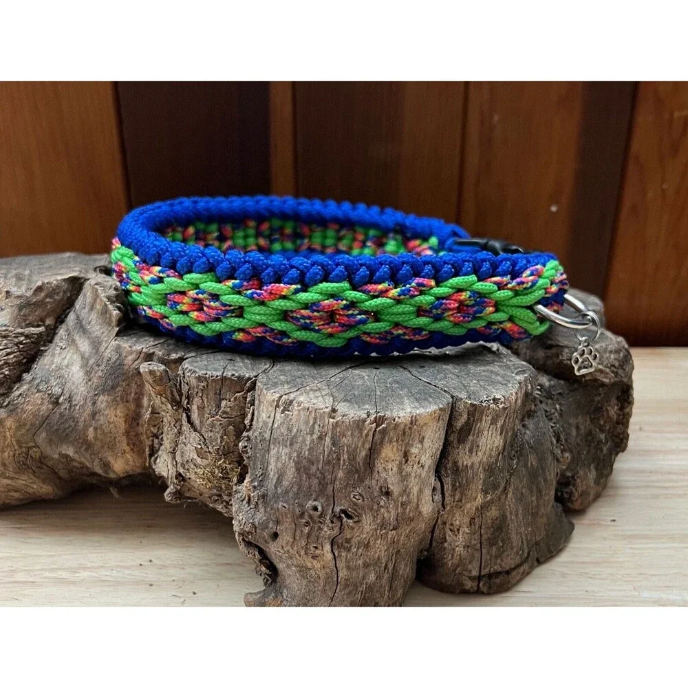 Fits 16 in. Neck Size, Quick Release Paracord Dog Collar HANDMADE NEW