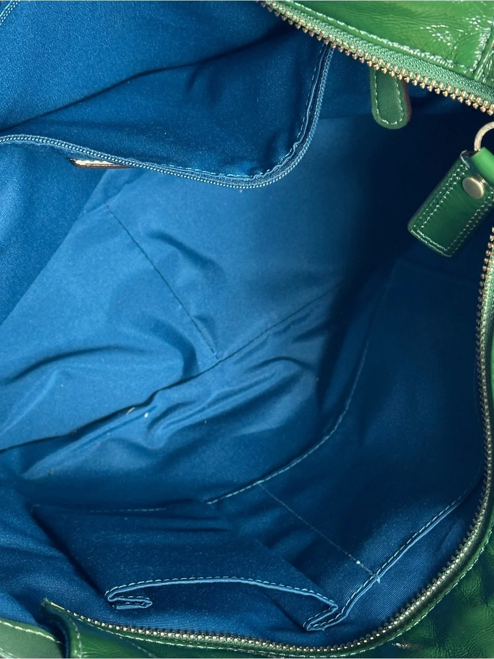 Coach Glossy Green Leather Tote with Gold Turnlock F14022