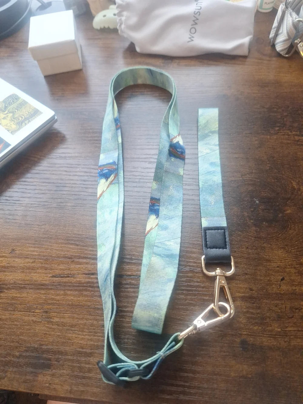 Blue Green Abstract Print Phone Lanyard Case Strap