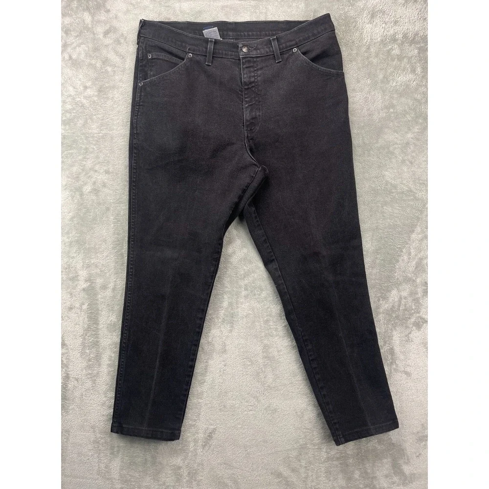 Lands' End Men's‎ Jeans 36x30 Black Denim Cotton Blend Tapered Made in USA