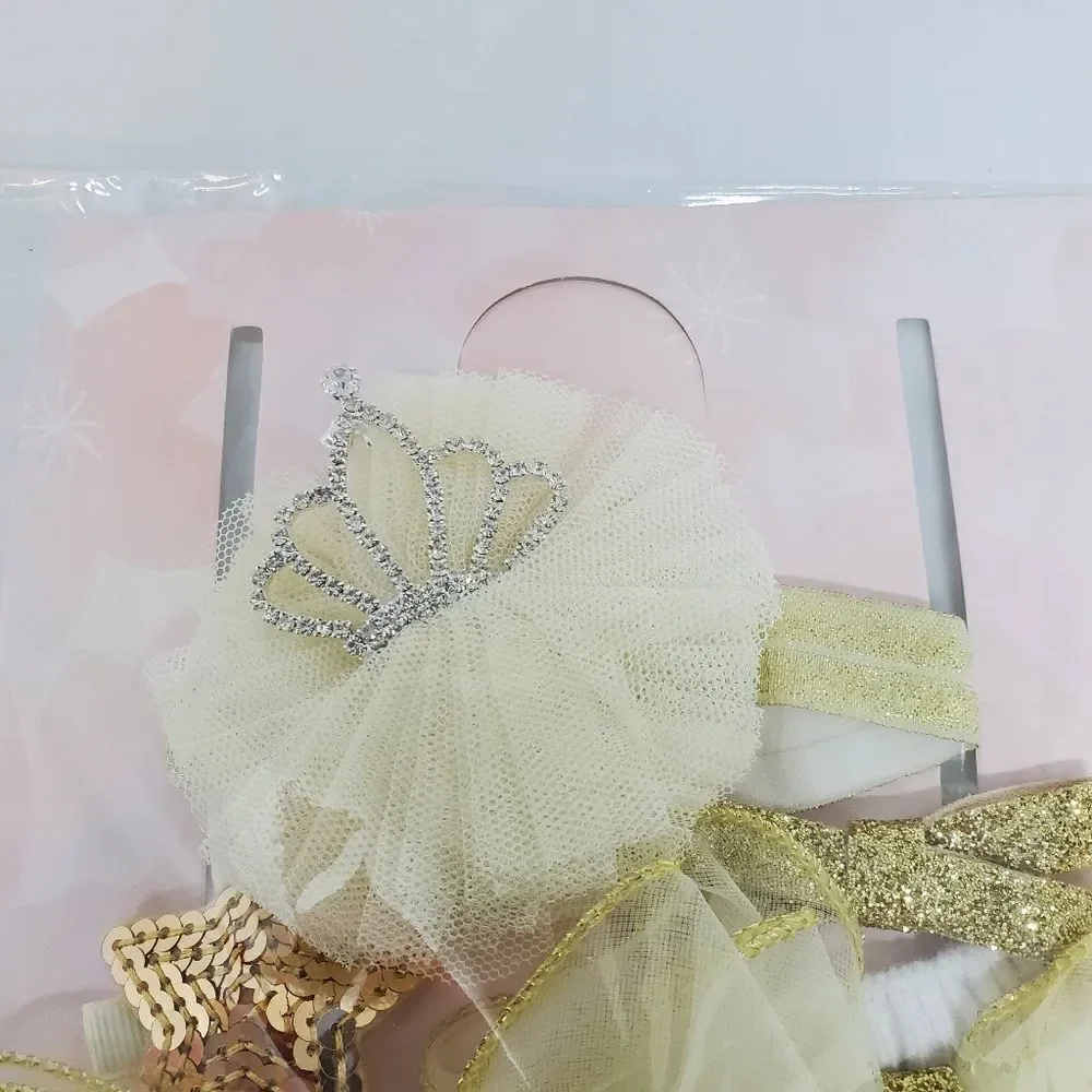 NIB Chicbaby Gold & White Hair Accessories & Socks