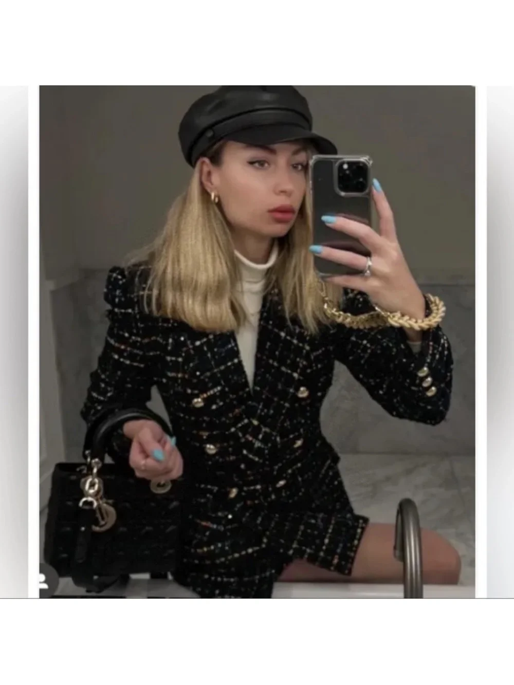 ZARA 2 PIECES MATCHING  SET DOUBLE BREASTED TWEED BLAZER AND SHORTS