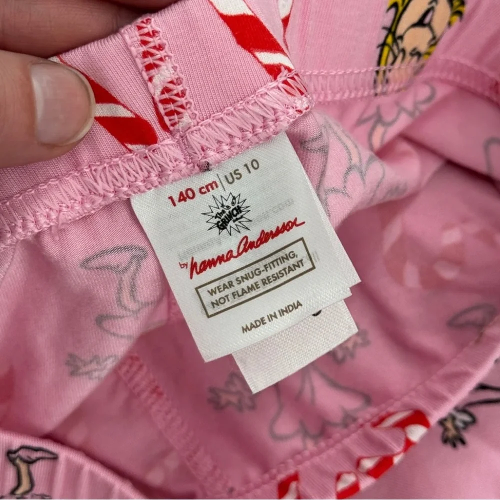 Hanna Andersson Dr. Seuss Cindy Lou Who The Grinch Pink Long Pajama Set  Girl 10