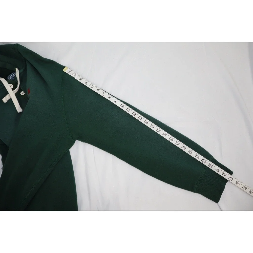 Vintage 90s Polo Ralph Lauren Hoodie Mens 2XL Green Henley Button Pullover