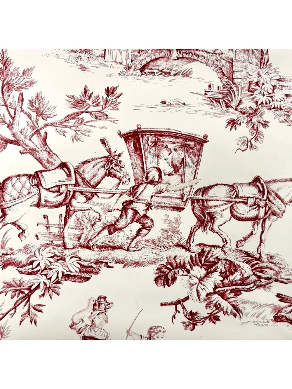 Stroheim & Romann Vintage Wallpaper Les Toiles IV Design White Burgundy Classic