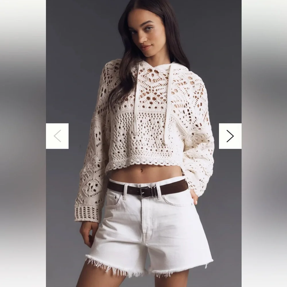 NWT🌷(26) Agolde Parker Denim Long White Shorts - Size 26