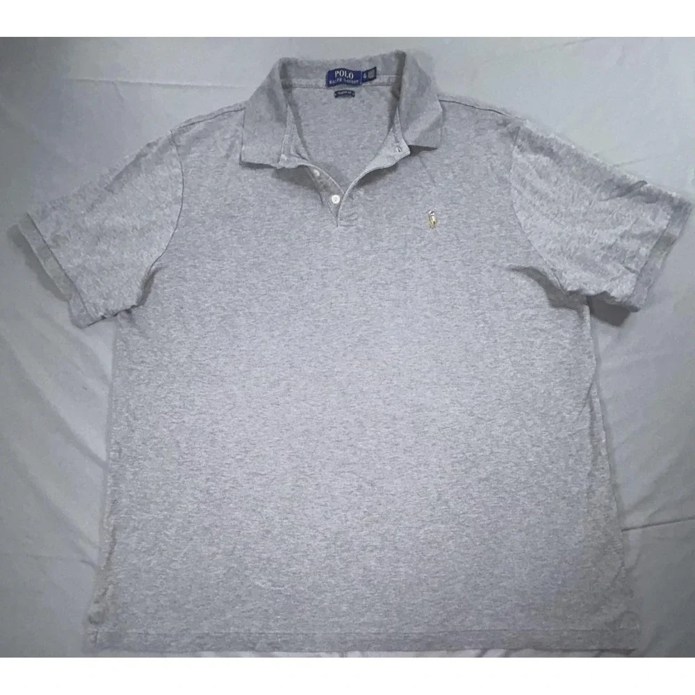 Polo Ralph Lauren Polo Shirt Mens XL Gray Solid Cotton Knit Pony Logo Casual