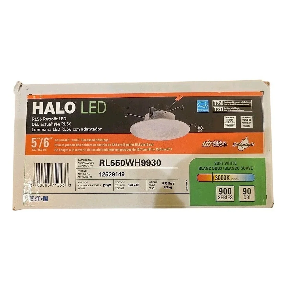 Halo RL560WH9930 LED for Recessed Retrofit Baffle‎ Trim Kit / 3000k soft white
