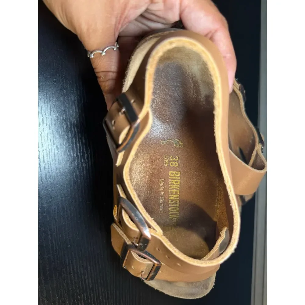 Birkenstock Milano Oiled Leather Brown Slingback Sandals EU 38 US Women 7 Men 5