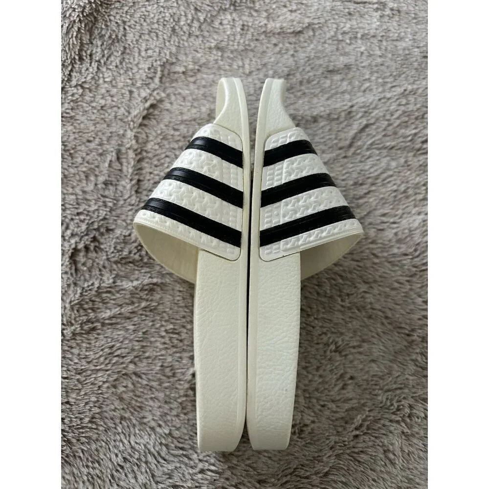 Adidas Adilette Mens Sport Sandals Slides Flip Flops Size 4 White Black 280648