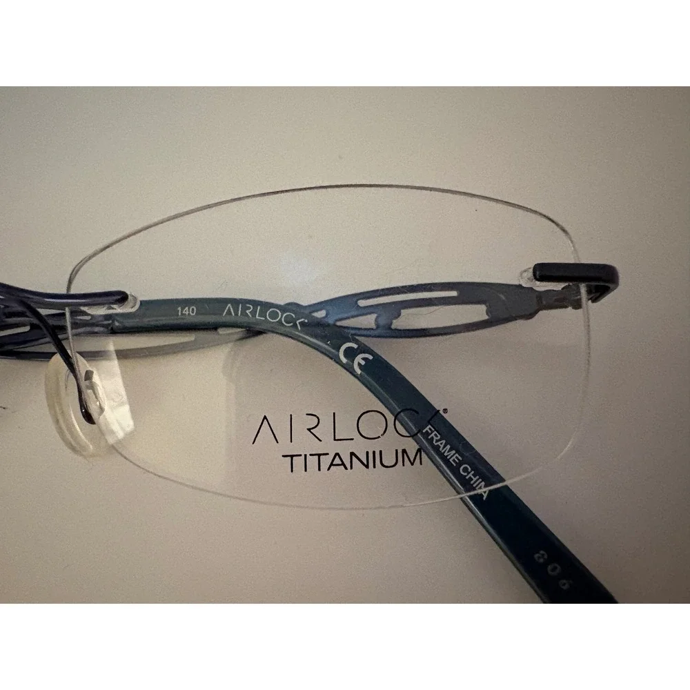 Airlock Enchantment 201 Titanium Rimless Eyeglasses Teal Swarovski Crystal 52mm