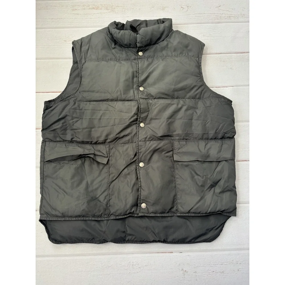 Vintage‎ WOOLRICH Men's Puffer Windbreaker Snap Down Gray Vest Large 80s 90s USA