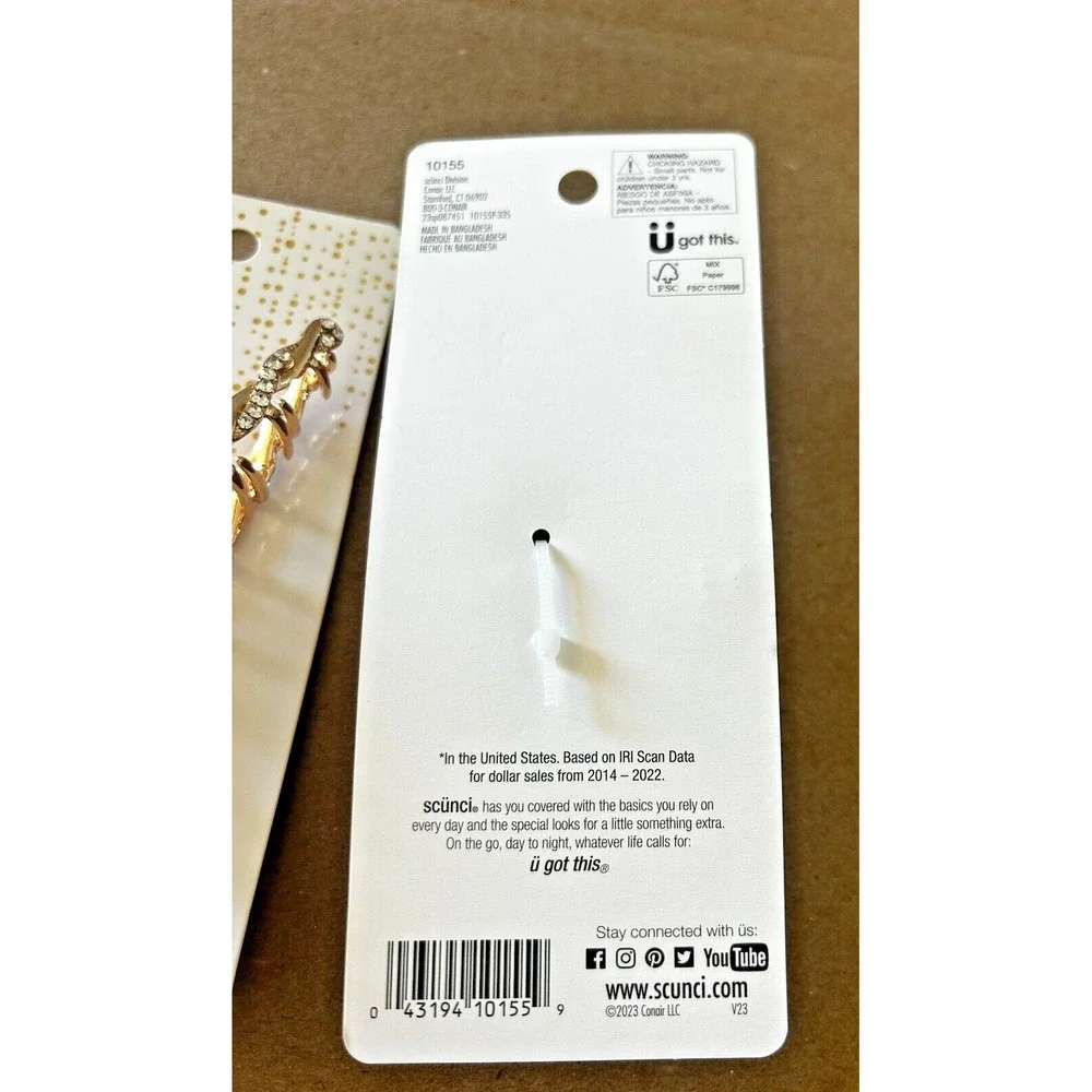 Scunci Claw Clip Crystal Gold Tone Styling Hair Clip Lot of 3 Beautiful 4.5
