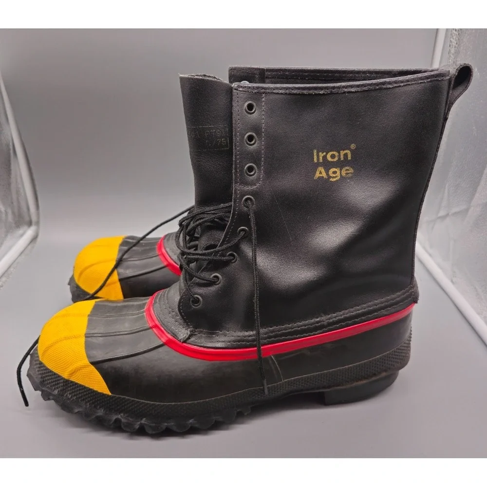 Iron Age Boots Mens 13 Black Rubber Slip Resist Sole Cushion Steel Shank‎ USA