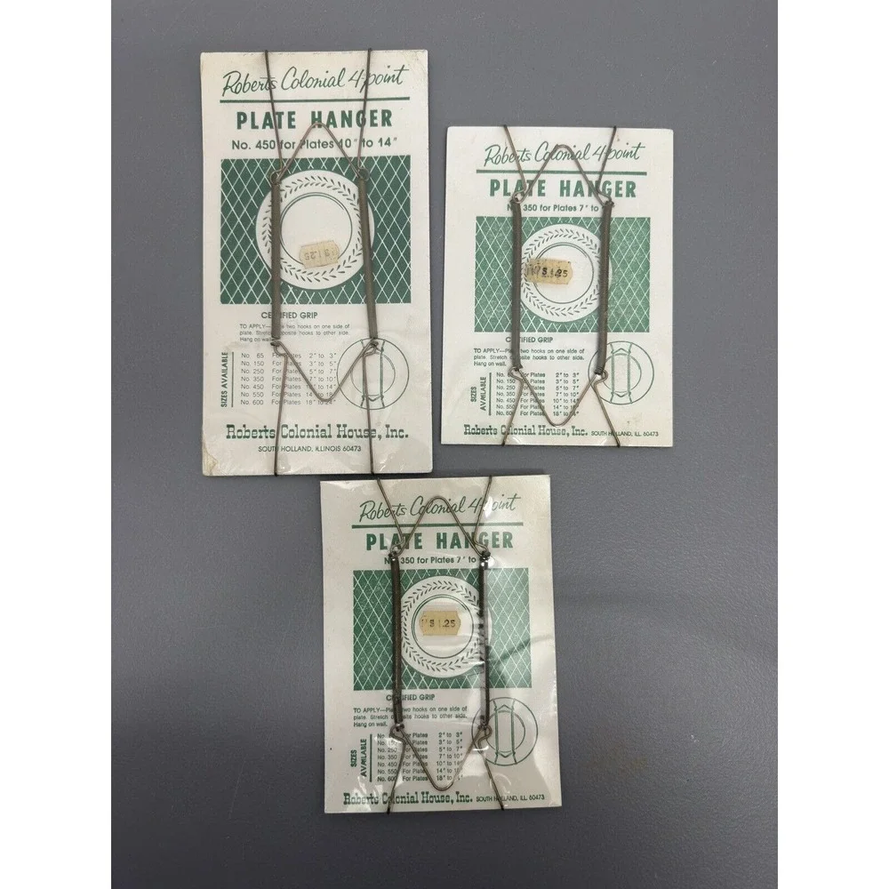 New Roberts Colonial 4 Point Plate Hangers No 450 And Two No 350 #20‎
