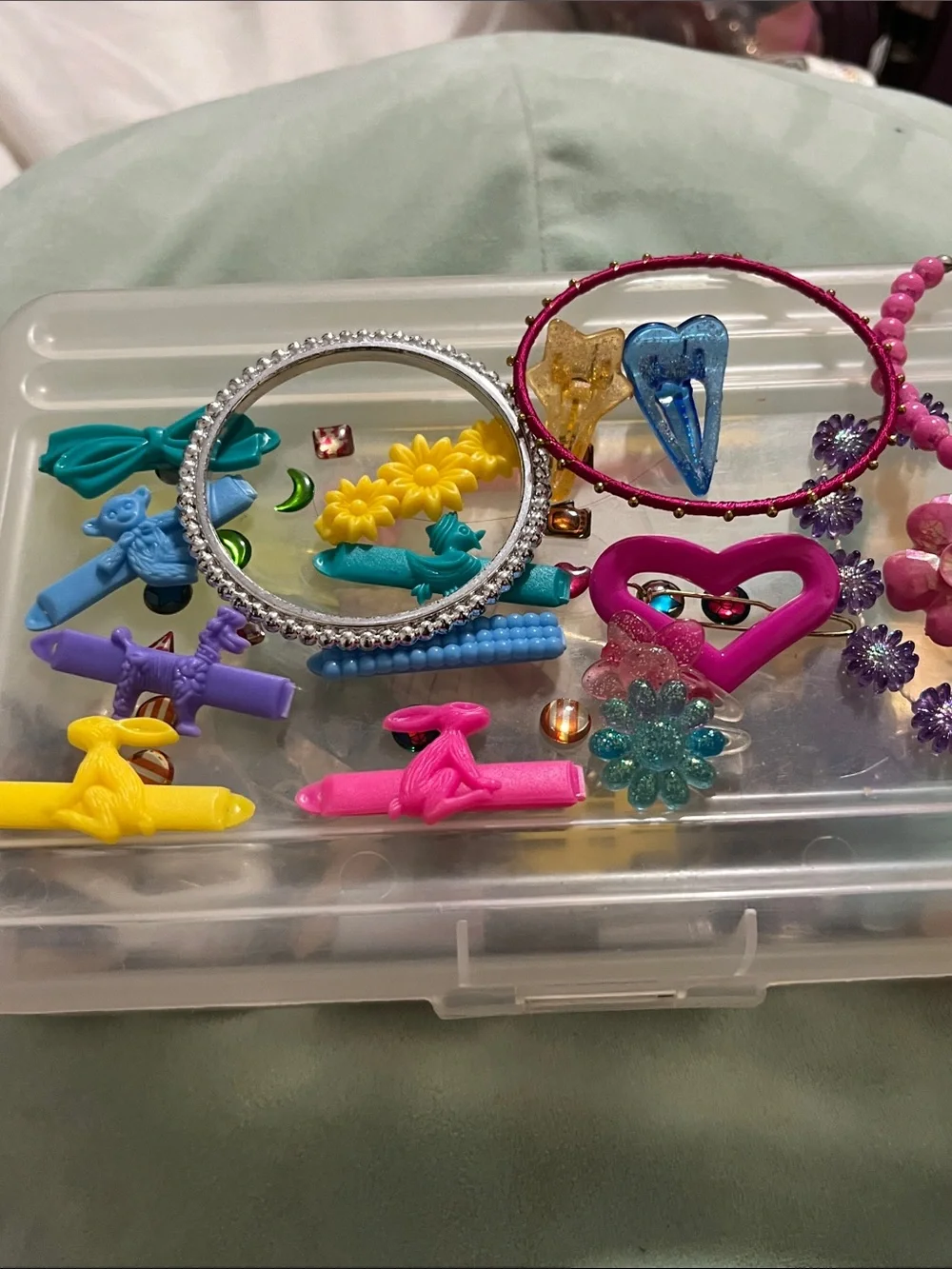 Vintage Kids Hair Accessories Set - Pink, Yellow, Blue, Purple, Teal