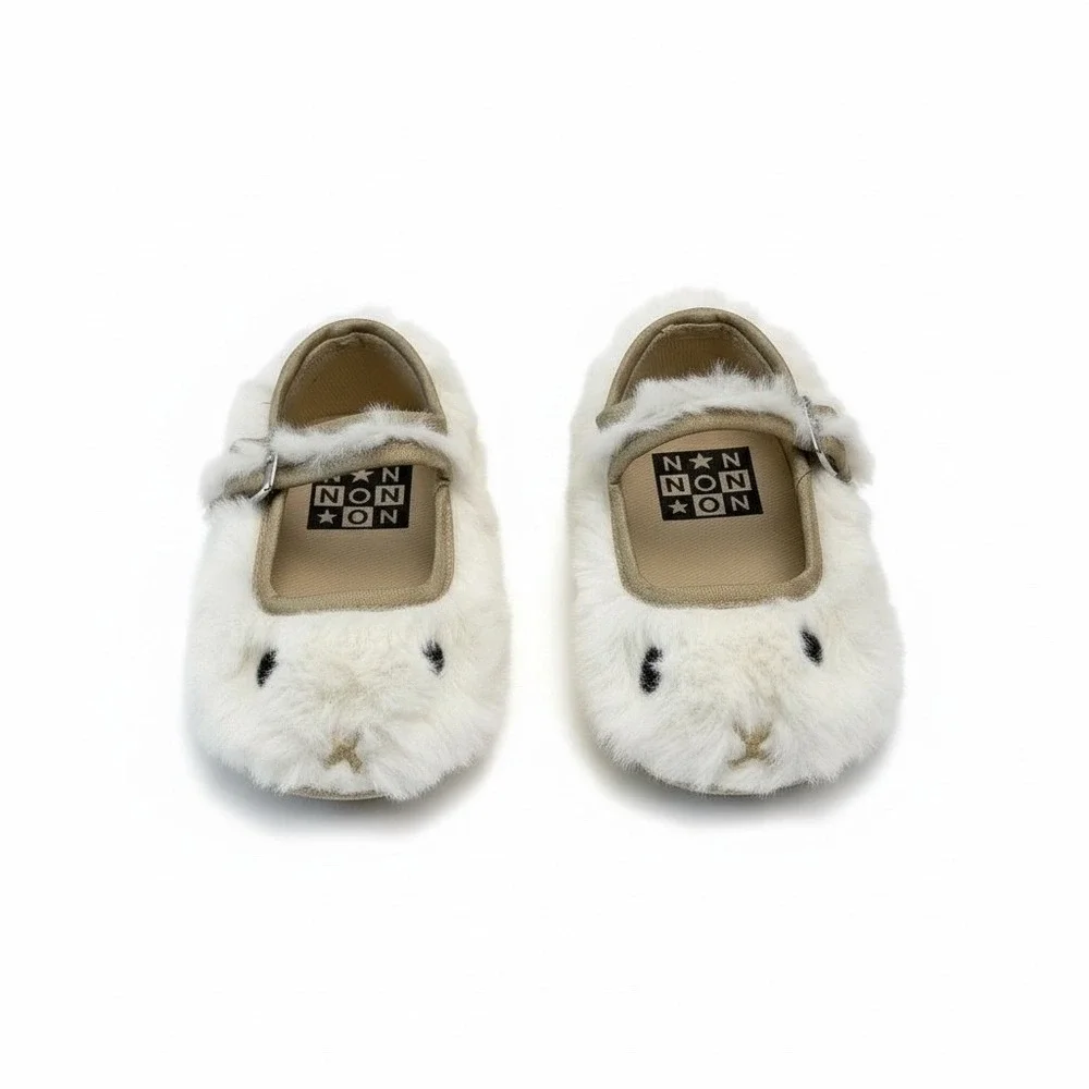Boston Mia Doe Slippers kids  White Bunny Mary Jane  Shoes Toddler Size 4C‎ $147