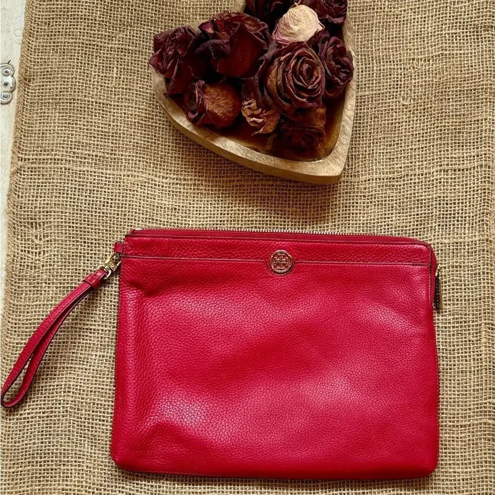 Tory Burch Vibrant Red Wristlet Clutch