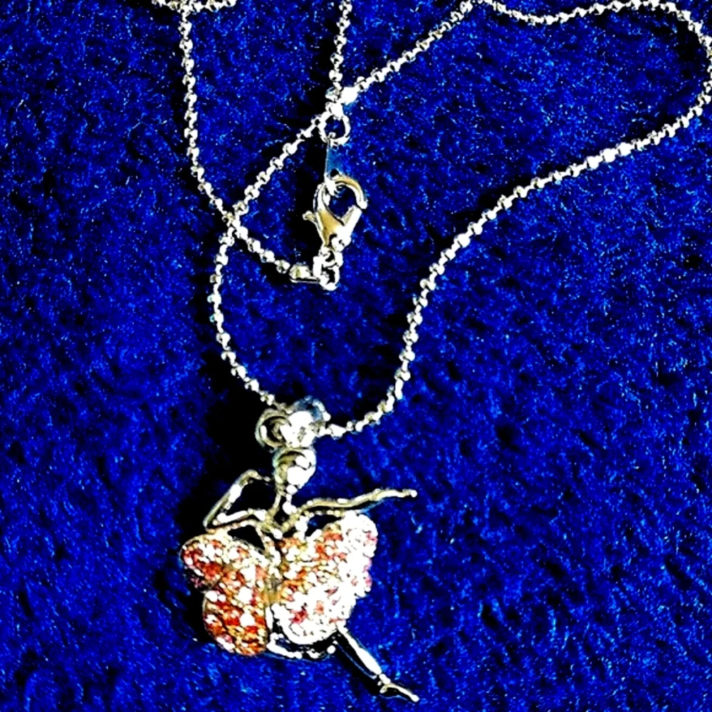 Ballerina Necklace NWT w/Pink Ice Stones Little Girls 16