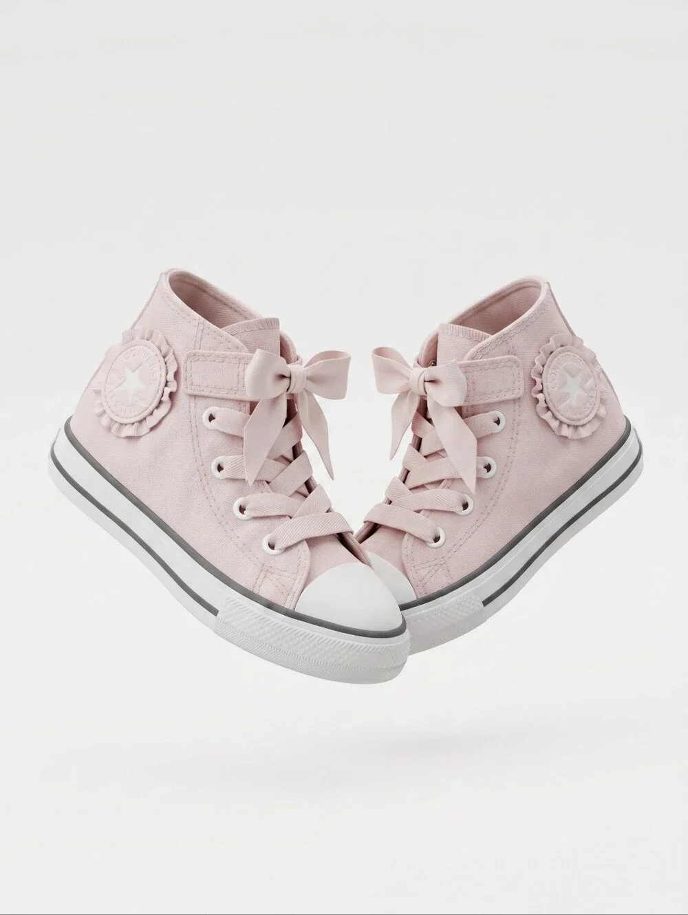 Converse Kids Light Pink High-Top Sneakers with Bow