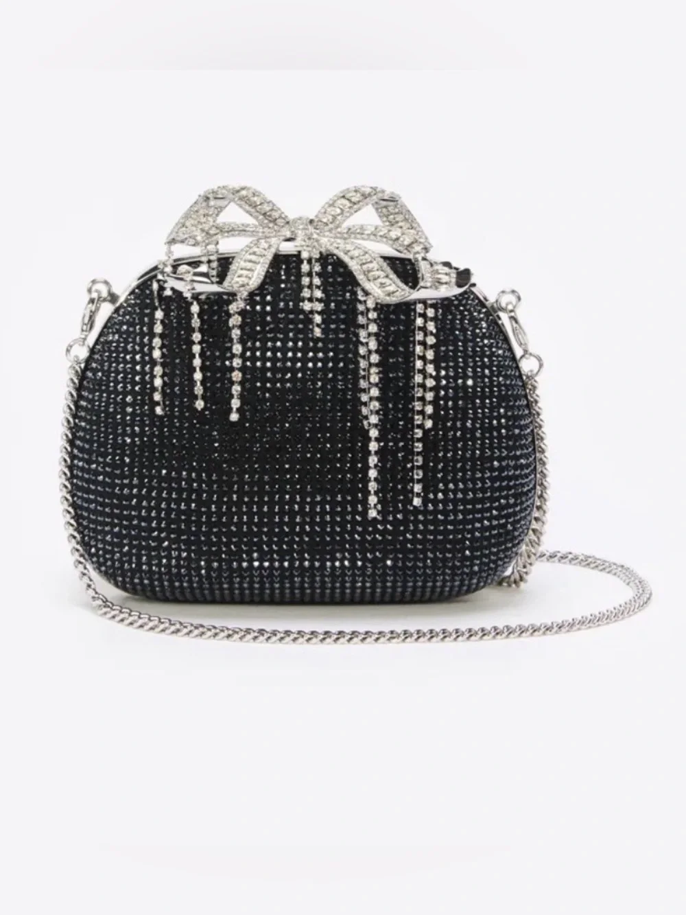 Self-Portrait Black Crystal Bow Minaudière