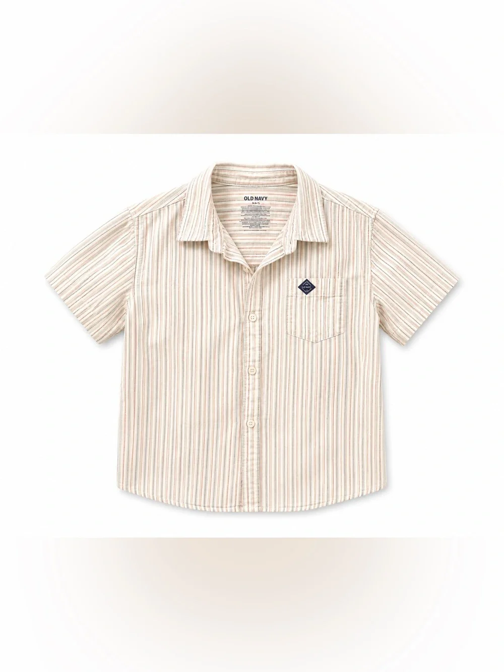 Old Navy Cream Short-Sleeve Striped Button-Down Shirt
