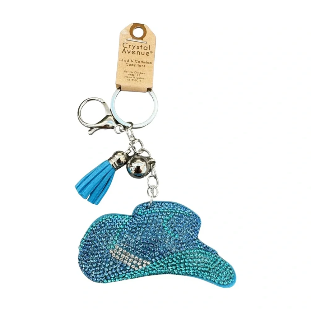 Blue Rhinestone‎ Cowboy Hat Keychain