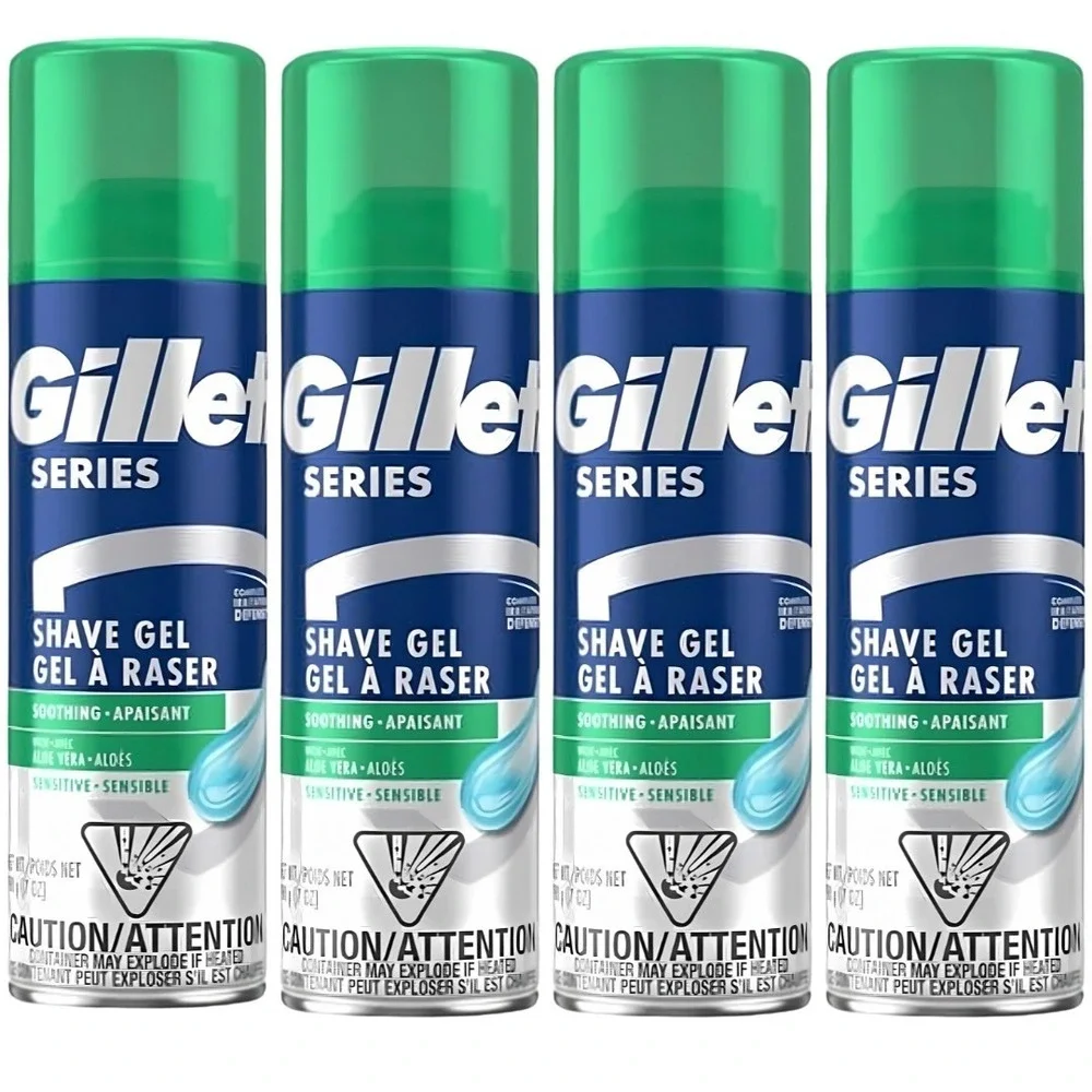 Gillette‎ Series Sensitive Shave Gel 7oz – 4 Pack Aloe Vera Soothing Formula