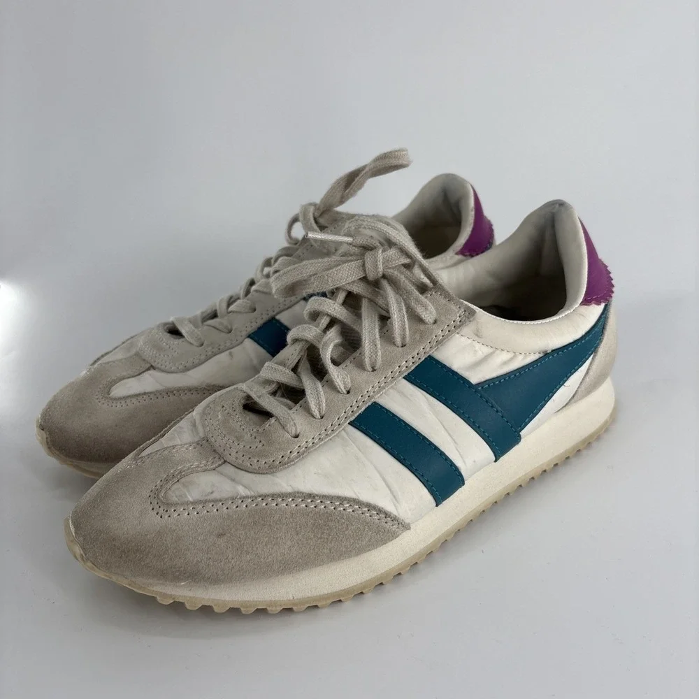 Gola Boston 78 Retro Running Sneakers Women's 8 White Teal Purple Trainers