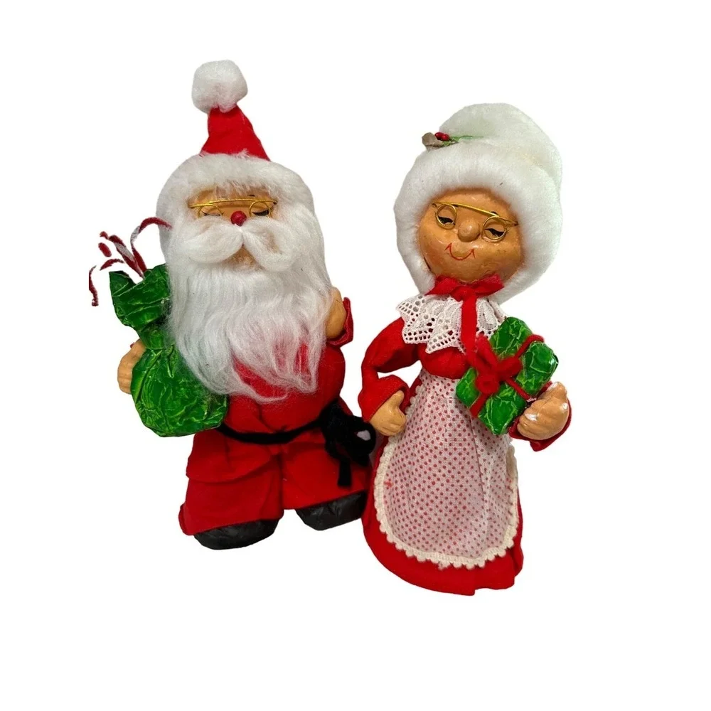 Vtg Mr And Mrs Santa Claus Christmas Figure Decor Granny‎ Core MCM Kitschy 10