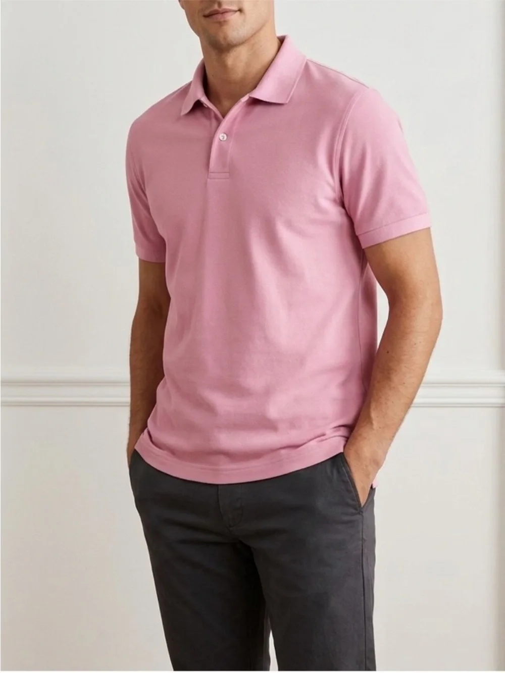 J. Crew Men's Dusty Bubblegum Pink Short Sleeve Flex Pique Polo Untucked Preppy