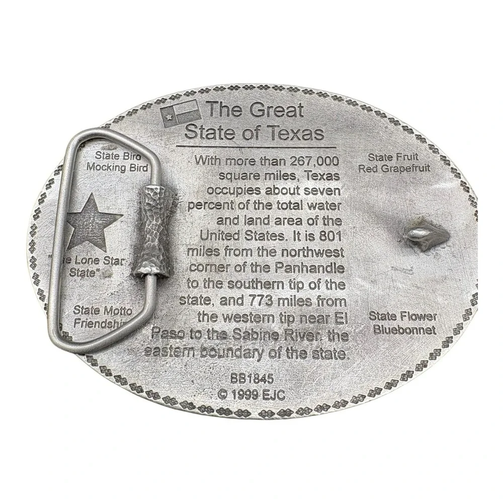 Texas Longhorn Belt Buckle Great‎ State Cowboy Western Silver Tone Vintage