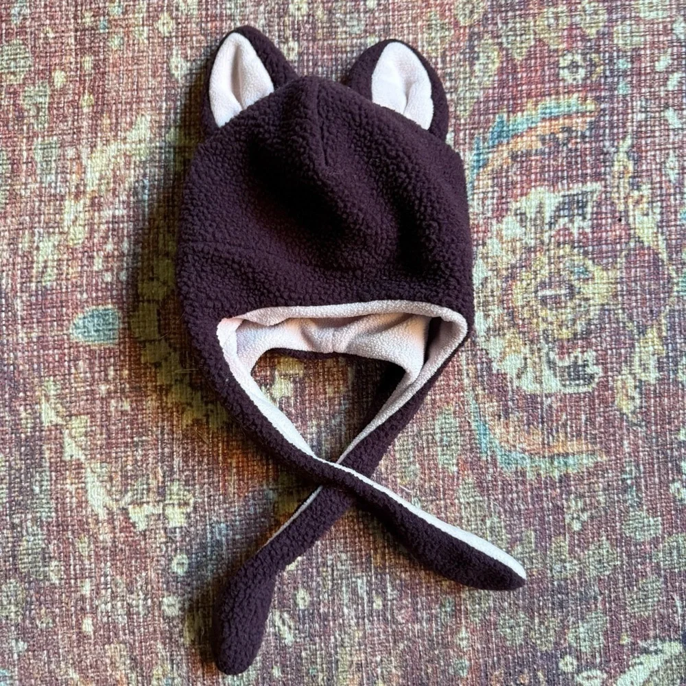 Columbia Baby OS Tiny Animal Purple Sherpa Fleece Earflap Hat with Ears
