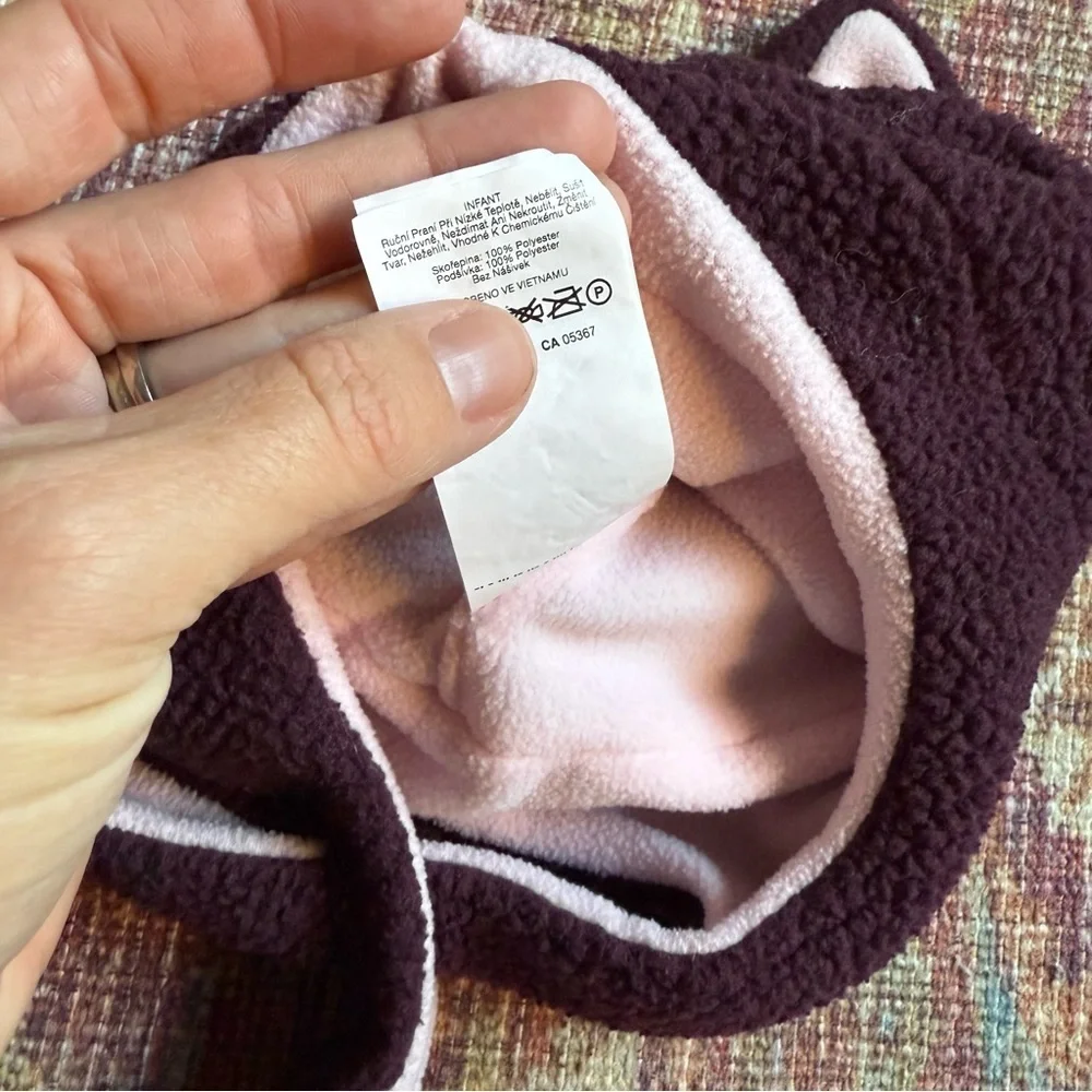 Columbia Baby OS Tiny Animal Purple Sherpa Fleece Earflap Hat with Ears